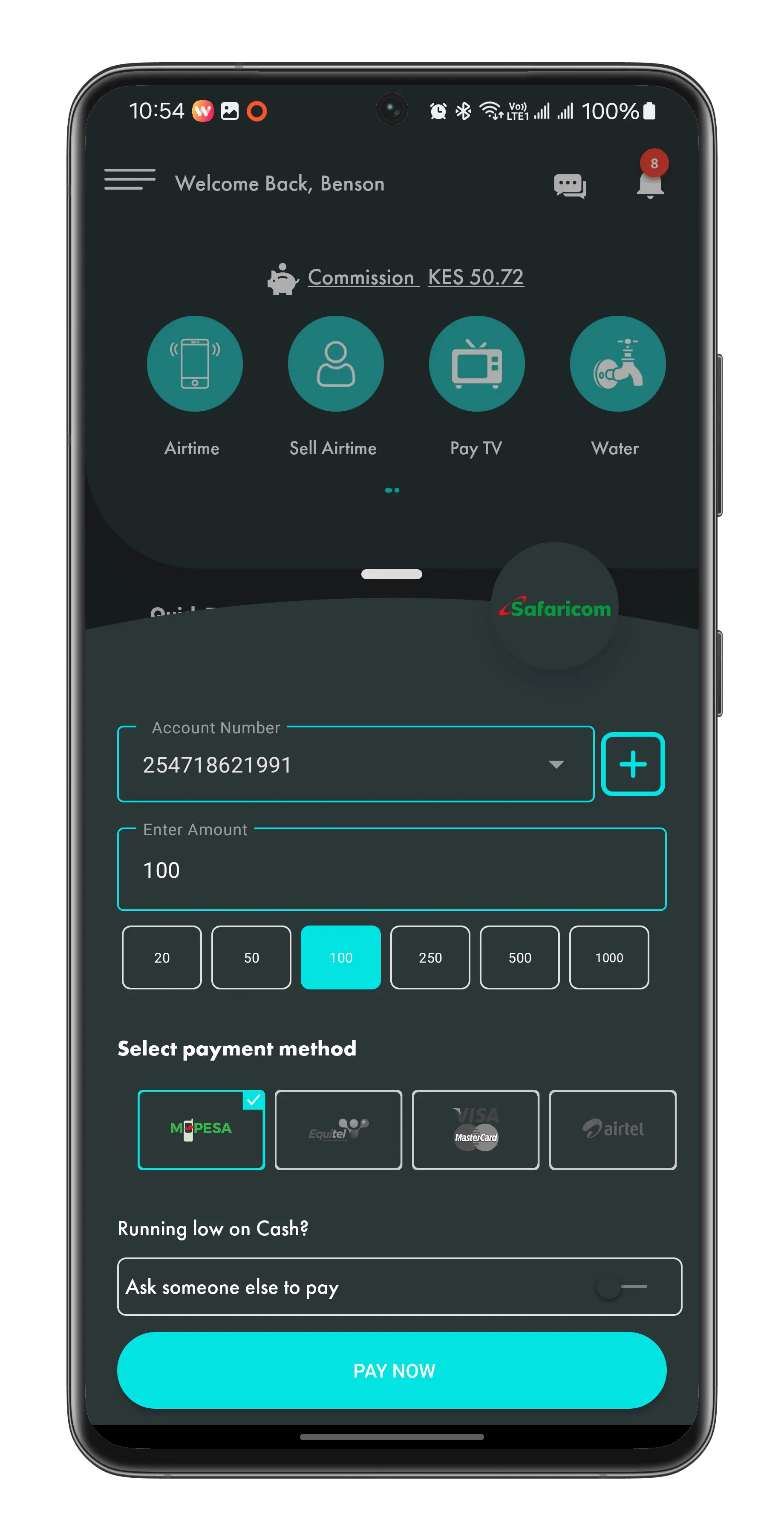 Zero fee transaction screen